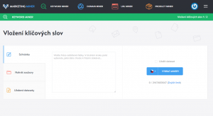 Vložení dat do Keyword Mineru